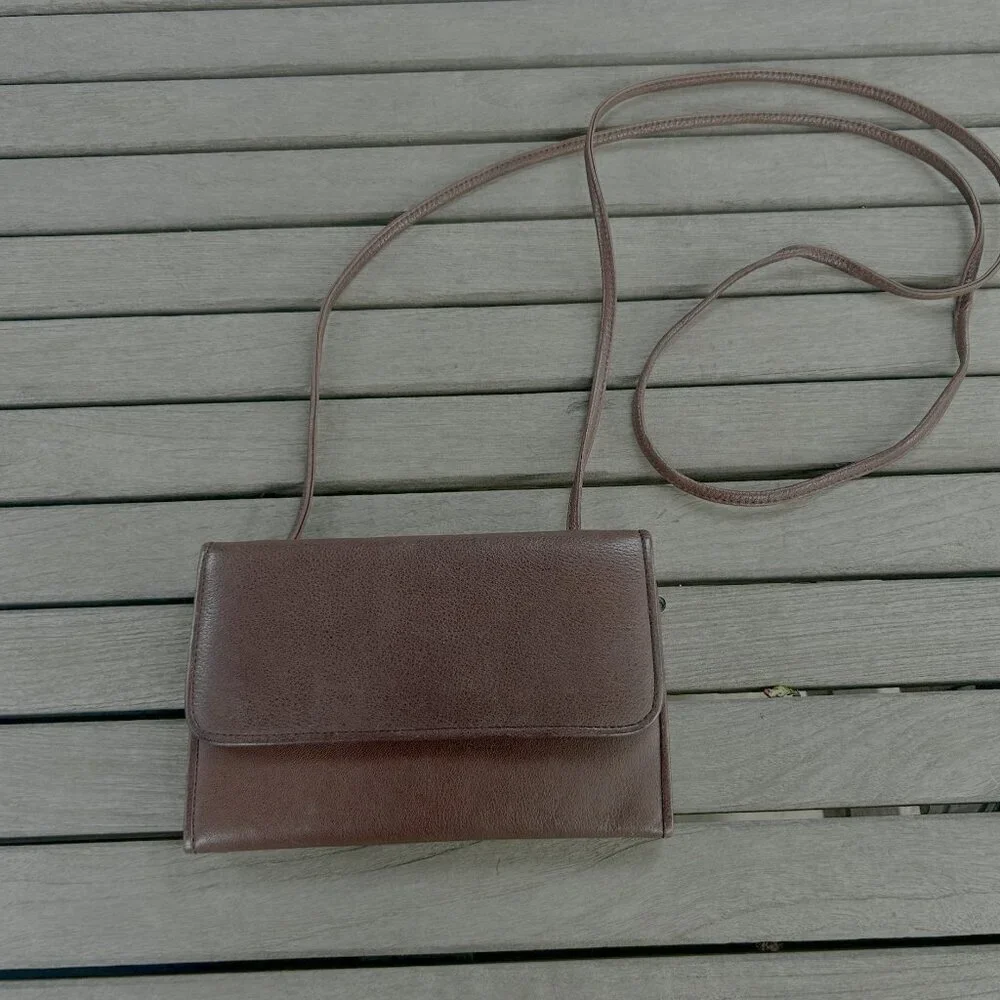 Boulder Ridge Brown Leather Folding Crossbody Bag Wallet